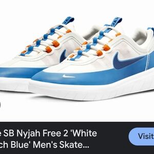 Nike SB Nyjah Free 2 White and Blue Athletic Shoes